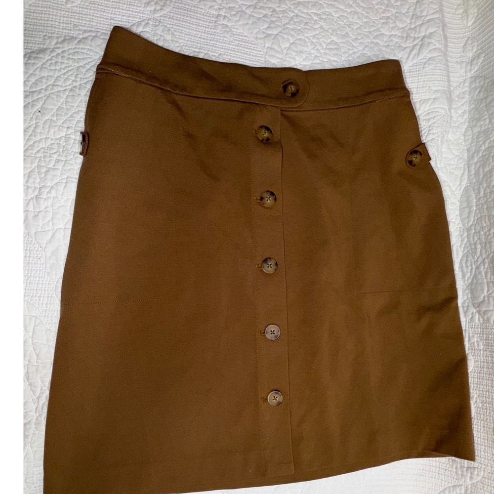 J. Jill Wearever Ponte Button Front Skirt Acorn Brown Size S NWT 167991